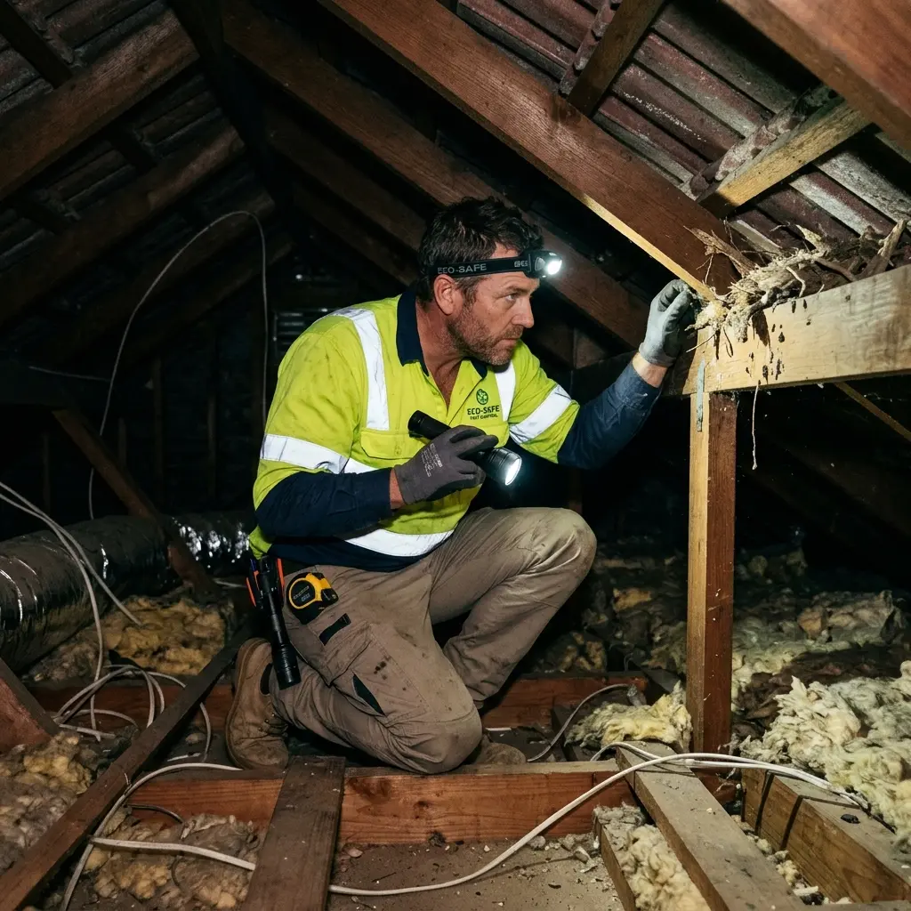 Technician using detection equipment to locate a dead rat inside a Cranbourne North wall cavity