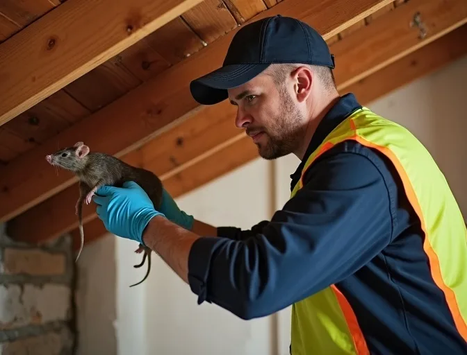 Technician inspecting a roof cavity for a dead rat in Cranbourne North